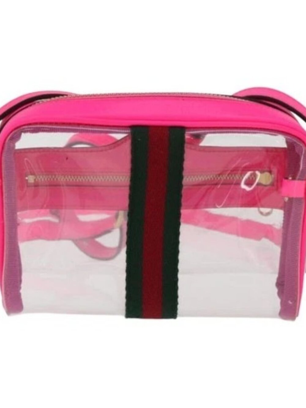GUCCI Web Sherry Line Shoulder Bag Vinyl Clear Pink 517350 Auth YKZ583A - Picture 2 of 16